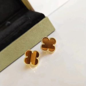 Clover Tiger Eye Earrings