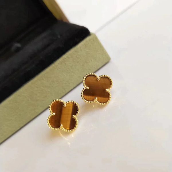 Clover Tiger Eye Earrings