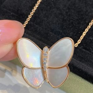 Butterfly Gold Mop Diamond Necklace
