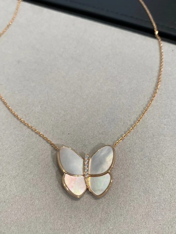 Butterfly Gold Mop Diamond Necklace