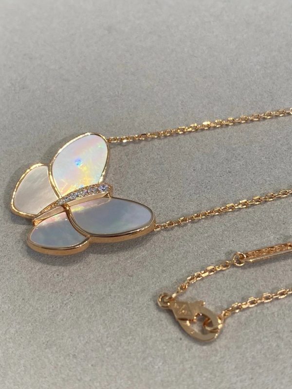 Butterfly Gold Mop Diamond Necklace