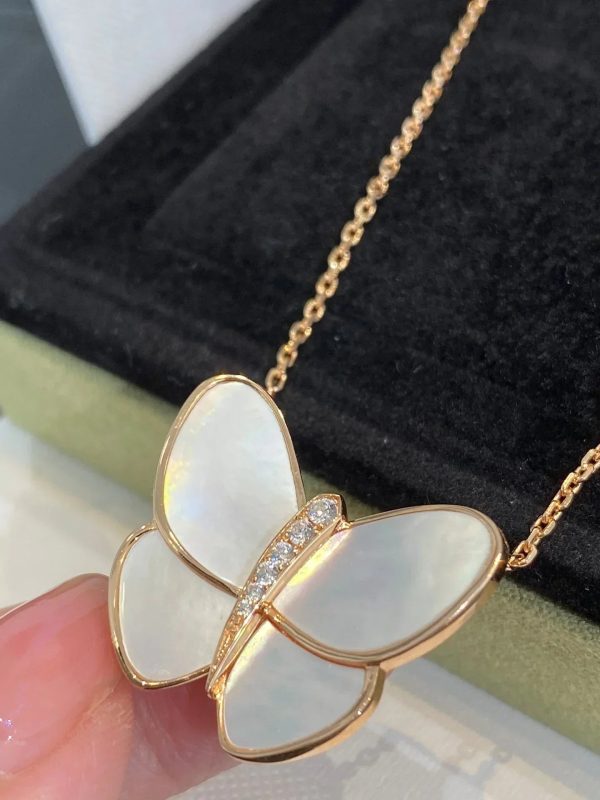 Butterfly Gold Mop Diamond Necklace