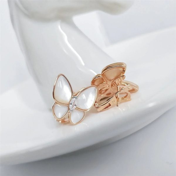 Butterfly Mop Diamond Pink Gold Earrings