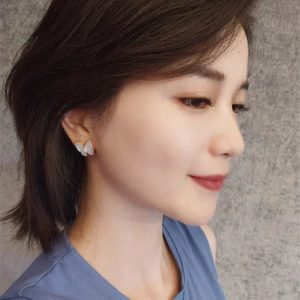 Butterfly Mop Diamond Pink Gold Earrings