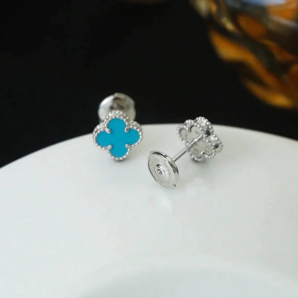 Clover Mini Silver Turquoise Stud Earrings