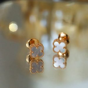 Clover Mini Pink Gold Mop Earrings