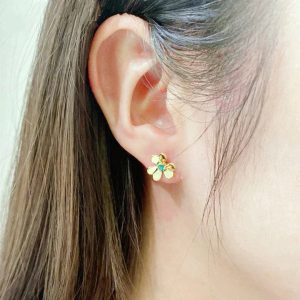 Frivole Gold Flower Malachite Earrings