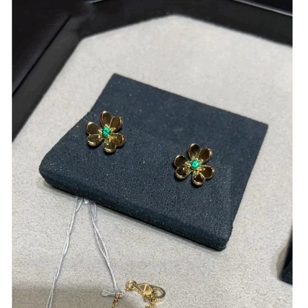 Frivole Gold Flower Malachite Earrings