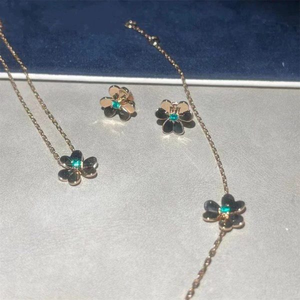 Frivole Gold Flower Malachite Earrings