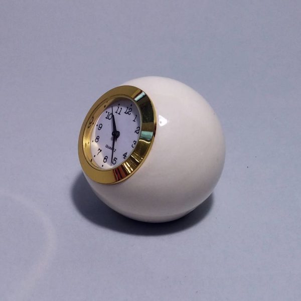 Small Desk clock, Ball shaped, white ceramic desk clock, small table clock, Shelf clock, Vintage Retro style Clock, Ball clock, Table clock
