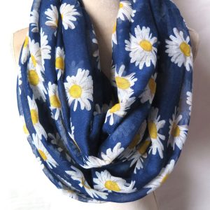 Daisy Flowers Print Women’s Infinity / Long Scarf
