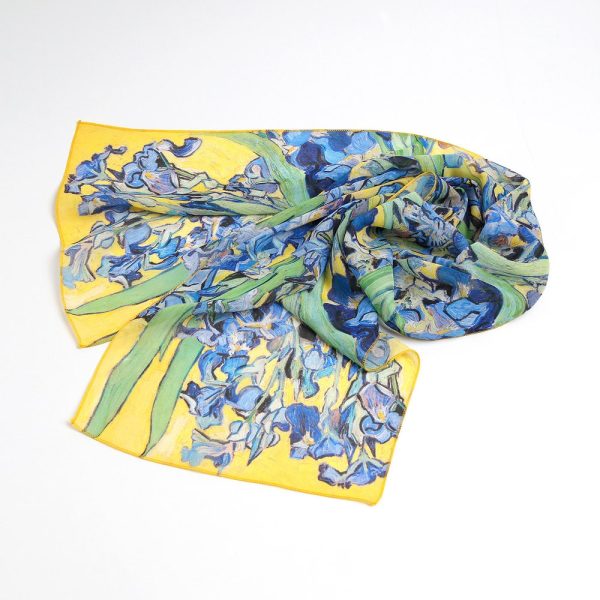 Iris scarf Flower shawl Print scarf Van Gogh Green yellow scarf Chiffon scarf women Mod scarf Long silk scarf Ukraine shops Gift for women