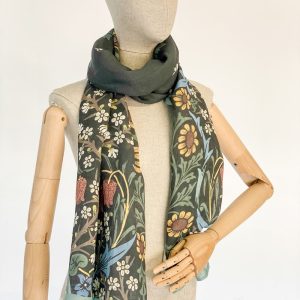 Women scarf, William Morris, linen scarf, linen women scarf, 100% linen, linen shawl, vintage scarf, boho scarf