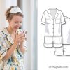 Animal Print Cotton Pajama Set Jungle Print Women Night Dress GreenColor Light Ultra-Soft Night Dress Women Cotton Shirt With Shorts Bag Set