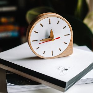 Wood clock for desk, Modern table clock, Small desk clock, Office desk organization, Gift for dad, gift for boyfriend, graduation gift