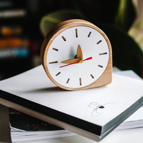 Wood clock for desk, Modern table clock, Small desk clock, Office desk organization, Gift for dad, gift for boyfriend, graduation gift