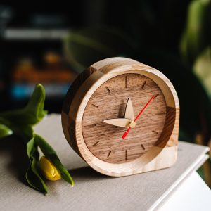 WOODEN modern table clock, Small desk clock, Wood clock for desk, Office desk organization, Gift for dad, Christmas gift for him