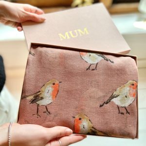 Robin Print Scarf In a Gift Bag