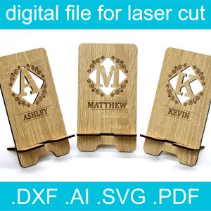 Phone Stand Holder Laser Cut File SVG | Glowforge Files | Lightburn Files | Cnc Files For Wood | Lasercut