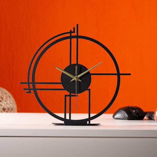 Tabletop Metal Clock with Geometric Style, Silent Bedroom Clock, Unique Desk Clock, Modern Design New Business Gift, Home Decoration