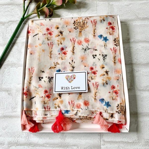 Pink Flower Garden Scarf in A Gift Box/ Cotton Hijab Head Scarf / Gifts for Her/ Women’s scarf/ Mothers Day Letterbox Gift Box