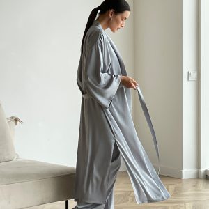 Pajamas set and robe Bella, Silk pajamas set, Custom pajama pants, Tank top, silk pants, Bridesmaid pajama set, silk robe, custom tailoring