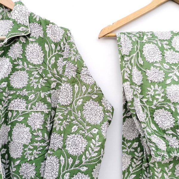 Indian PJ Set,100% Cotton Block Print Pajama Set, Night Wear, Bridesmaid Pajama Set, Womens pajamas Set Cotton Pants Shirt sets,Summer Dress