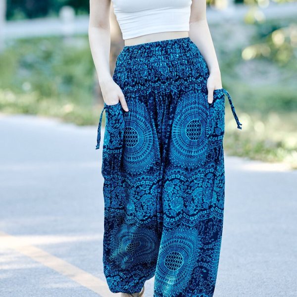 Teal Harem Yoga Pants Women Hippie Pant Loungewear Boho Trousers Loose Festival Clothing Summer Clothes Beach Wear – Birthday Gift for Her
