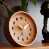 Color Wheel Wooden Desk Clock with Numbers. Unique colourful mid century modern silent mantle clock for the kitchen, living room or bedroom.