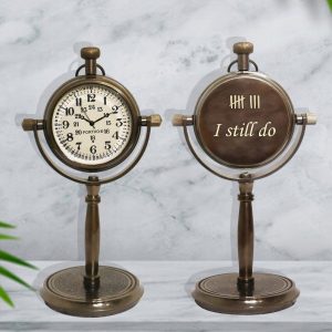 Personalized 8th anniversary gift, Custom desk clock for husband, Bronze gift for spouse, Memorable gift for office desk and bedside table