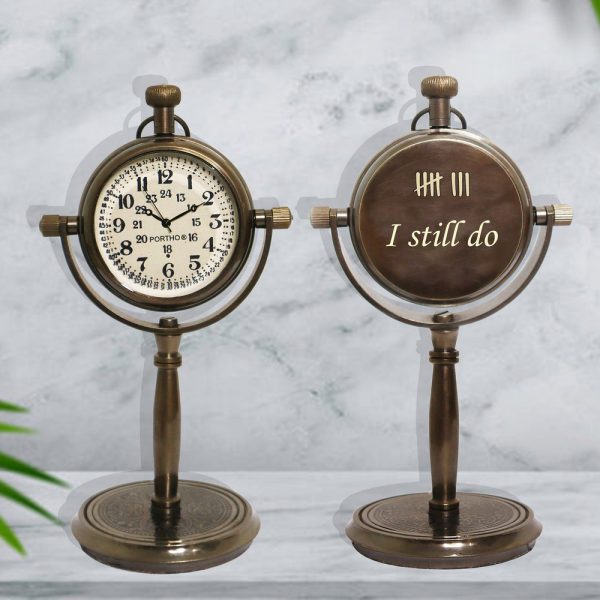 Personalized 8th anniversary gift, Custom desk clock for husband, Bronze gift for spouse, Memorable gift for office desk and bedside table