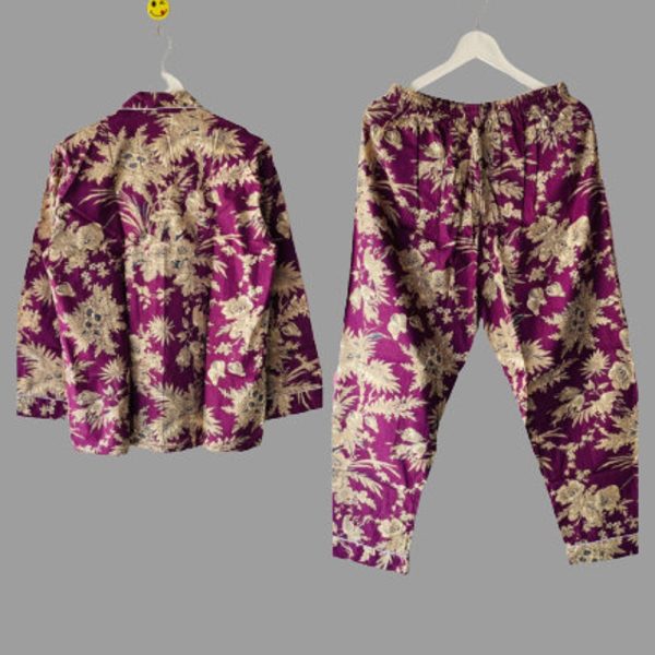 Hand Block Print Women’s Pyjamas/ Cotton Pyjamas Set / Indian Floral Pajamas / Gift For Her