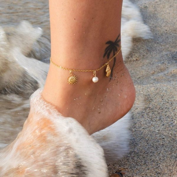 Birthstone Surfer Anklet, Waterproof Beach Jewelry, Women Jewels, Handmade Jewelry, Non-tarnish Accessory, Adjustable Length 20+5cm, Boho