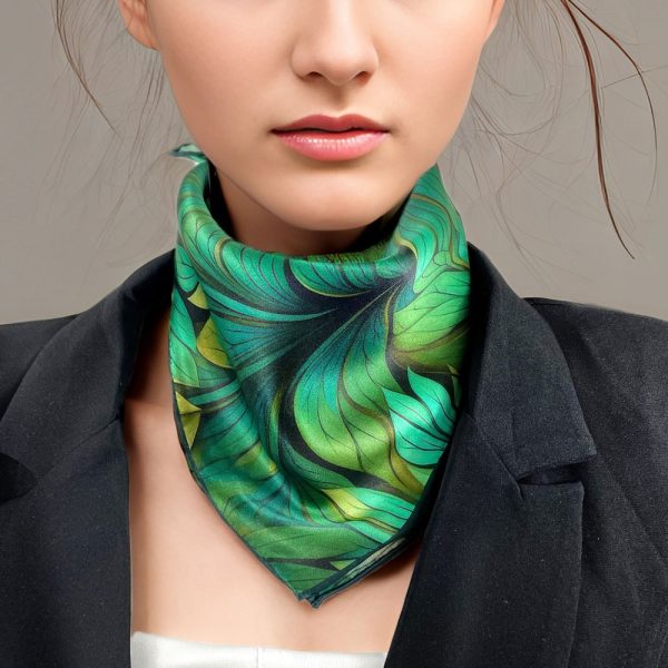 Bright Green Small Silk Scarf, gifts for women, wrist scarf, purse scarf, friend gift, “Sherwood”