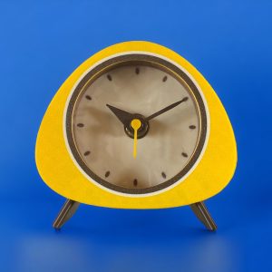 Yellow, Mid Century Modern Desk and Table Clock | Unique Decor for Home, Office, Bookshelf, Bedside, Gift