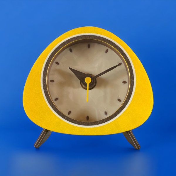 Yellow, Mid Century Modern Desk and Table Clock | Unique Decor for Home, Office, Bookshelf, Bedside, Gift