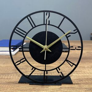 Metal Modern Tabletop Clock, Silent Clock, Desktop Metal Clock, Home Office Clock Art, Desk Clock, Housewarming Gift, Wanduhr, Shelf Decor