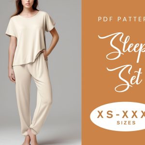 Nightwear Set Sewing Pattern | XS-XXXL | Instant Download | Easy Digital PDF | Women’s T-shirt Pants Trouser Sweatpants Set | Loungewear