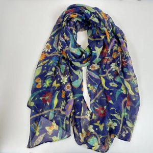 Ladies Women’s Fashion elegant New Birds Print Long Scarves Floral Neck Scarf Shawl Wrap，Gifts for her