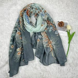 Bohemian Olive Floral Scarf for Women Scarves for Fall Winter Shawl Wrap, Christmas scarf，Gift for her