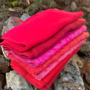 Handmade Red Scarf – Soft Warm Thin Lightweight from the Himalayas – Handwoven in Kathmandu Valley Nepal – Red and Pink Comfort Colors