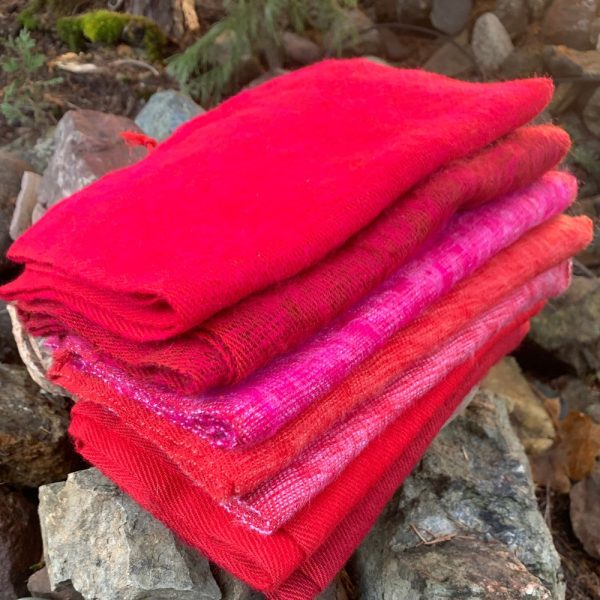 Handmade Red Scarf – Soft Warm Thin Lightweight from the Himalayas – Handwoven in Kathmandu Valley Nepal – Red and Pink Comfort Colors