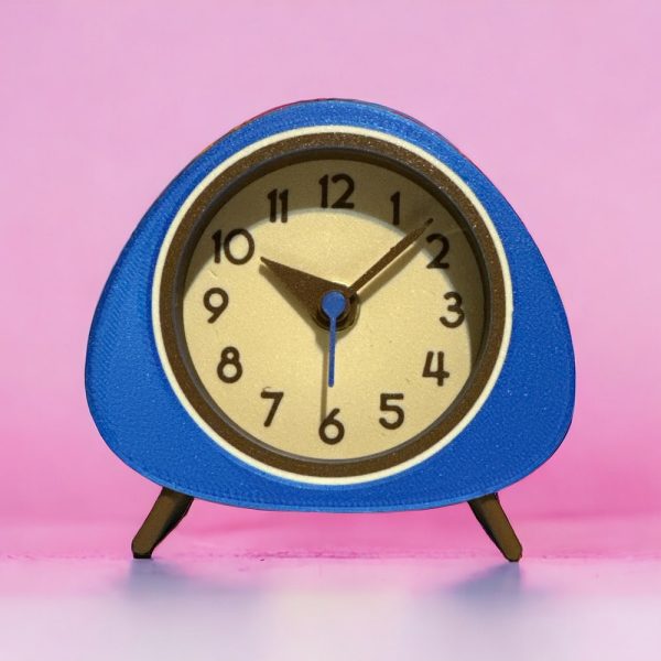 Blue, Mid Century Modern Desk and Table Clock | Unique Decor for Home, Office, Bookshelf, Bedside, Gift