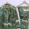 Blue Matching Cotton Pajamas Shirt short pant set for holidays or getting ready photoshoot. Daily use Pajamas. Pure 100% Cotton.