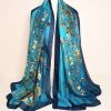 Emerald and gold silk scarf, with personalised gift box. Garden bird theme. Great Mother’s Day gift!