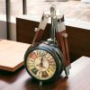 GINZA / RHYTHM Blue and White Musical Mid Century Alarm Clock / Desk Clock Playing Swan Lake, Japan
