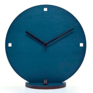 Teal Wooden Silent Desk Wall Clock Round Minimalist Italian Design No Ticking Timepiece Modern Hallway Table Bedroom Home Decor Accent