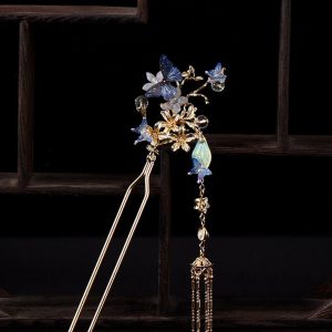 Handmade butterfly resin flower copper gold hair stick flower hair sticks hair pin copper hair accessories gift for her women mother jewelry