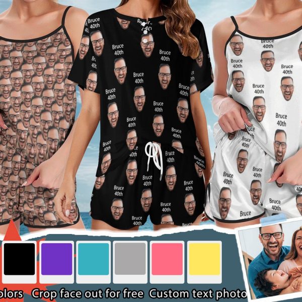 Custom women pajamas set with photo/text-birthday party gift-bachelor party gift-gift for niece/sister-pjs with name-Graduation party