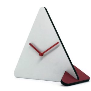 Triangular Wooden Tabletop Clock Silent Analog Light Grey Desk Timepiece Modern Bedroom Living Room Decor Stylish Office Accessory Gift